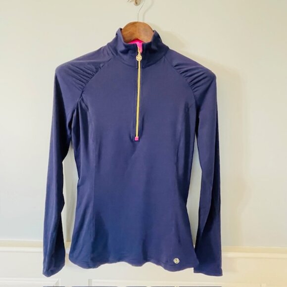Lilly Pulitzer Luxletic Justine UPF 50 Justine Half Zip True Navy Small - Picture 2 of 9
